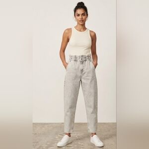 Zara Acid Wash High Rise Paperbag Mom Jeans Size 6